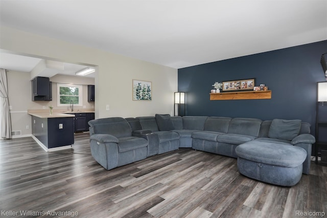 26855 King Rd, Brownstown, MI 48174 - living room with dark wood-style flooring