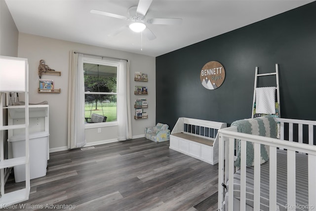 26855 King Rd, Brownstown, MI 48174 - bedroom featuring dark wood finished floors and a ceiling fan