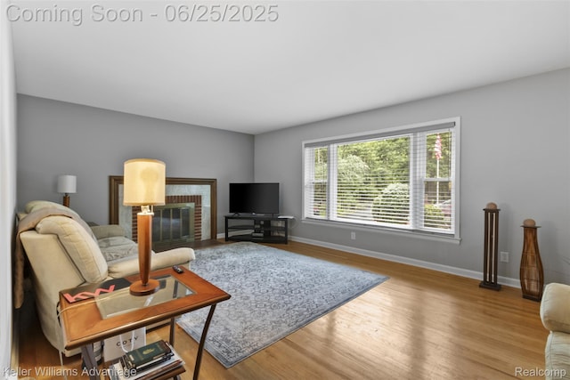 29866 Woodland Dr, Southfield, MI 48034 - living area featuring wood finished floors and a fireplace
