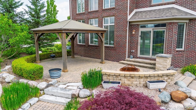 56343 Via Serbelloni, Macomb, MI 48042 - view of patio / terrace featuring a gazebo