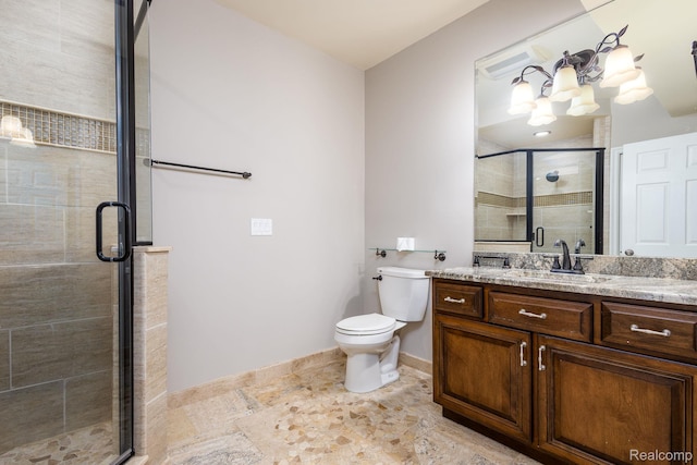 56343 Via Serbelloni, Macomb, MI 48042 - bathroom featuring vanity, a shower stall, and a chandelier