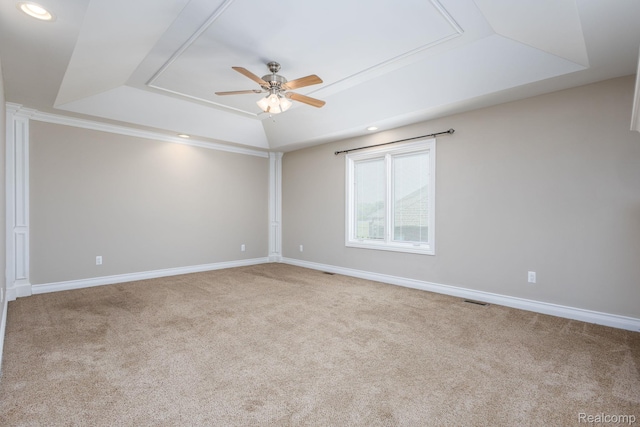 56343 Via Serbelloni, Macomb, MI 48042 - empty room featuring a tray ceiling, a ceiling fan, carpet floors, and recessed lighting