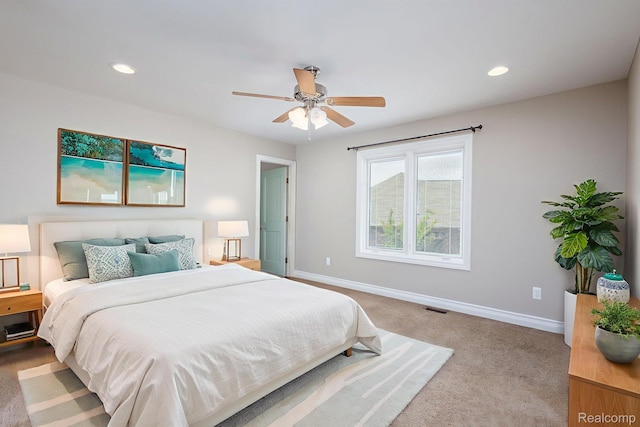 56343 Via Serbelloni, Macomb, MI 48042 - bedroom with light carpet, recessed lighting, and a ceiling fan