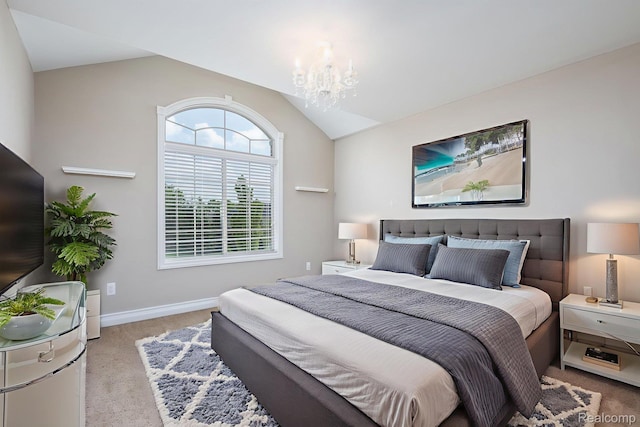 56343 Via Serbelloni, Macomb, MI 48042 - bedroom with carpet flooring, a chandelier, and vaulted ceiling