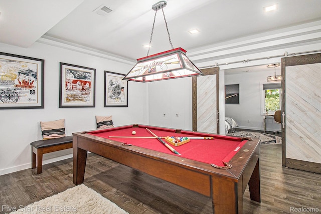 7025 Dandison Blvd, West Bloomfield, MI 48324 - rec room with wood finished floors and billiards