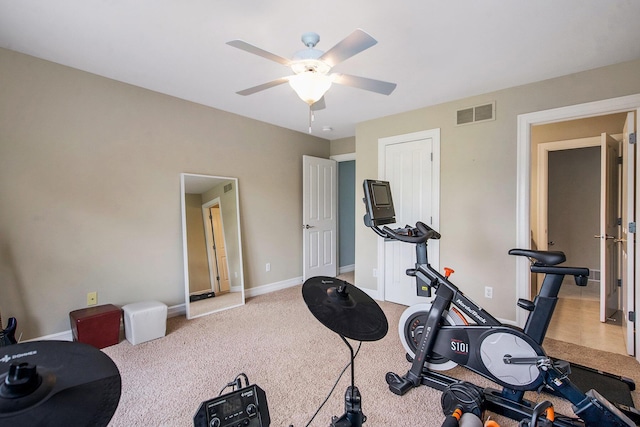 6577 Heron Ct, Ann Arbor, MI 48103 - exercise area featuring ceiling fan and carpet floors