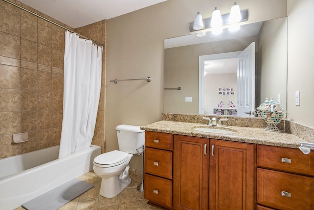 6577 Heron Ct, Ann Arbor, MI 48103 - full bathroom featuring vanity, shower / bath combination with curtain, and tile patterned flooring