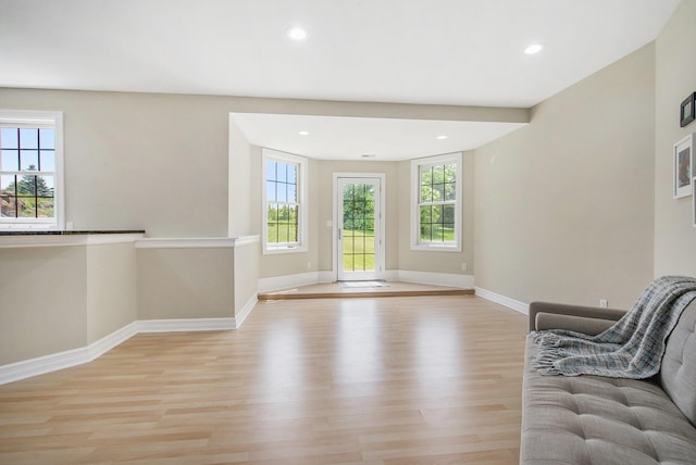 6577 Heron Ct, Ann Arbor, MI 48103 - living room featuring light wood-type flooring and recessed lighting