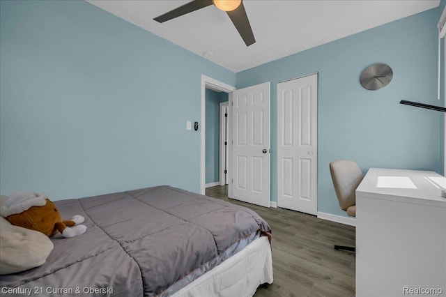 1678 Merrill Ave, Lincoln Park, MI 48146 - bedroom with wood finished floors, ceiling fan, and a closet