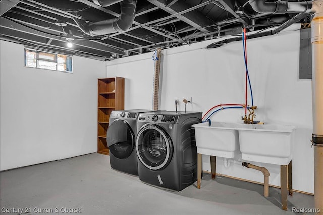 1678 Merrill Ave, Lincoln Park, MI 48146 - laundry room featuring washing machine and clothes dryer and electric panel
