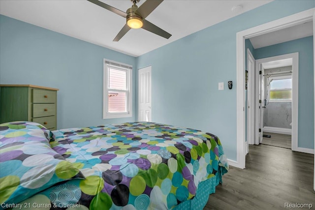 1678 Merrill Ave, Lincoln Park, MI 48146 - bedroom featuring wood finished floors, a closet, and a ceiling fan