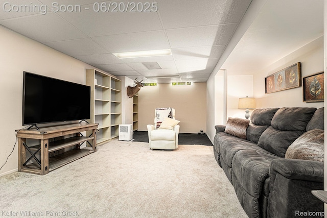 12141 Danforth Dr, Sterling Heights, MI 48312 - living area featuring carpet floors and a paneled ceiling