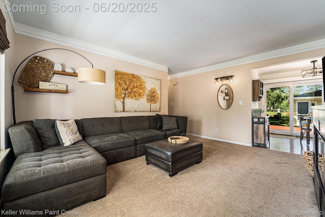 12141 Danforth Dr, Sterling Heights, MI 48312 - living area with crown molding and carpet