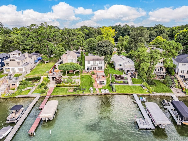 7660 Barnsbury Dr, West Bloomfield, MI 48324 - aerial perspective of suburban area featuring a large body of water