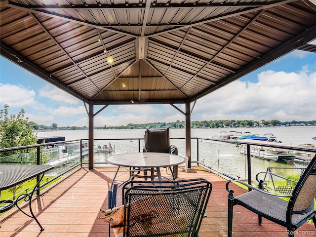 7660 Barnsbury Dr, West Bloomfield, MI 48324 - deck with a gazebo and a water view
