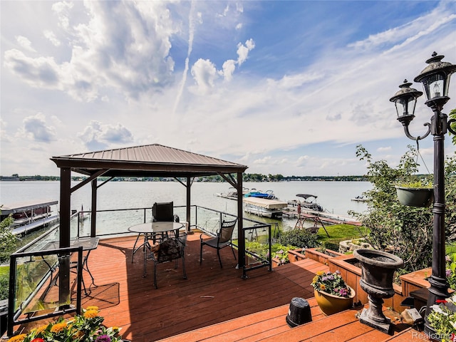 7660 Barnsbury Dr, West Bloomfield, MI 48324 - deck featuring a gazebo and a water view