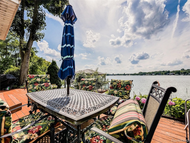 7660 Barnsbury Dr, West Bloomfield, MI 48324 - wooden terrace featuring a water view and a grill