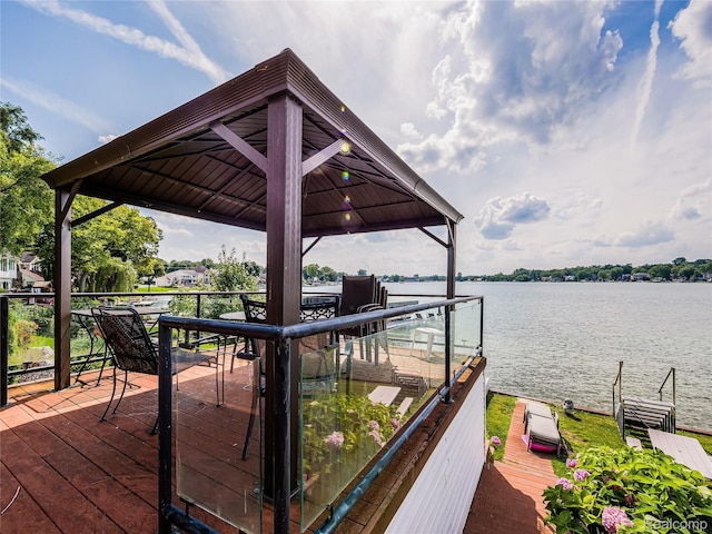 7660 Barnsbury Dr, West Bloomfield, MI 48324 - deck with a gazebo and a water view
