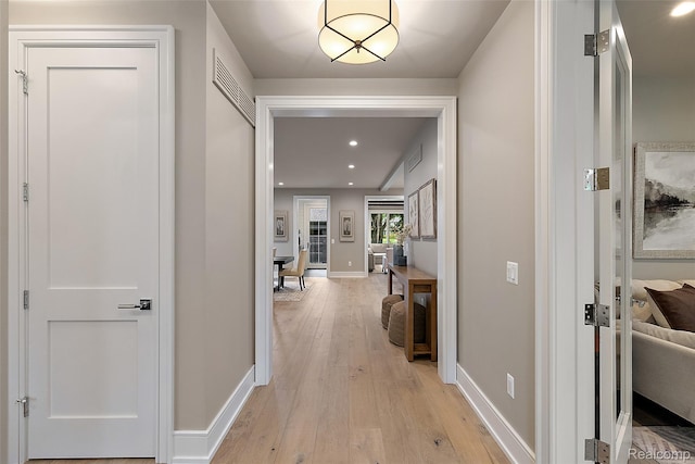 345 Kimberly St, Birmingham, MI 48009 - corridor featuring light wood-style flooring and recessed lighting