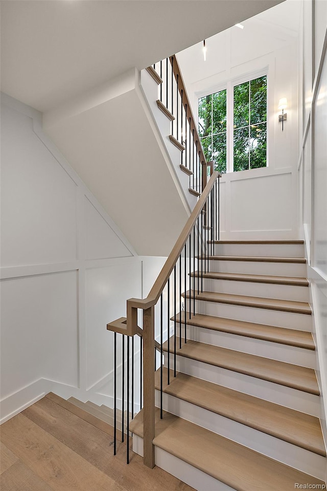 345 Kimberly St, Birmingham, MI 48009 - staircase with wood finished floors and a decorative wall