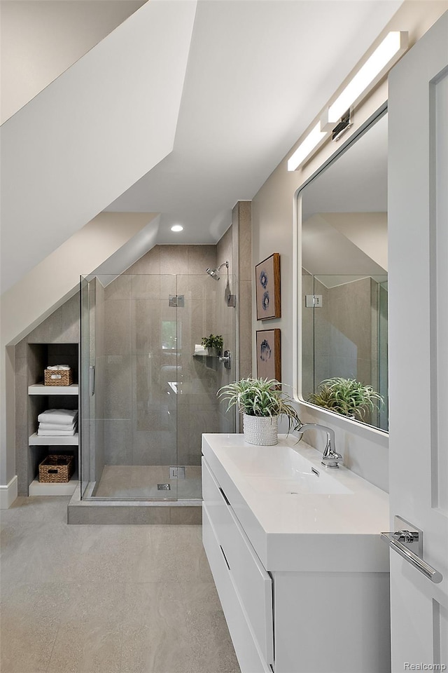 345 Kimberly St, Birmingham, MI 48009 - full bathroom featuring vanity, a shower stall, and recessed lighting