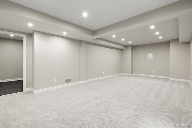 345 Kimberly St, Birmingham, MI 48009 - finished below grade area with recessed lighting and light carpet
