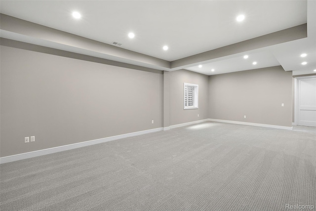 345 Kimberly St, Birmingham, MI 48009 - basement with recessed lighting and light colored carpet