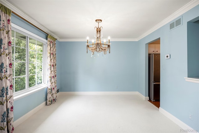 42309 Woodward Ave Unit S1-7, Bloomfield Hills, MI 48304 - unfurnished room with a chandelier, crown molding, plenty of natural light, and carpet