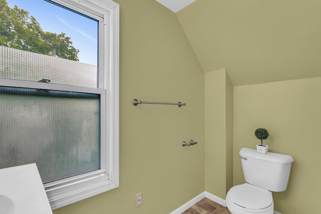 1218 Forest Ave, Jackson, MI 49201 - bathroom featuring toilet and vaulted ceiling
