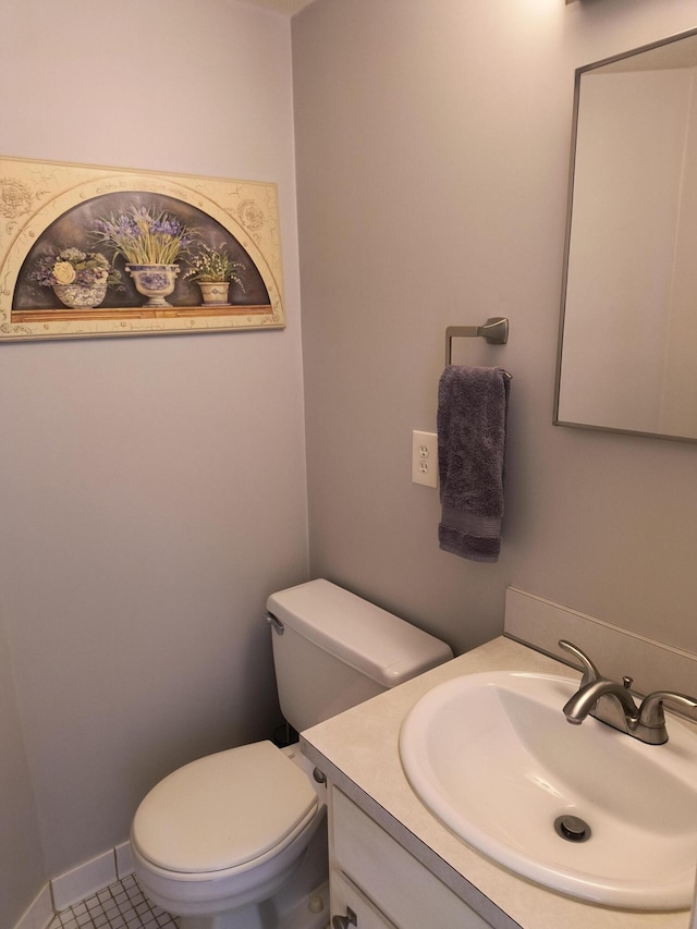 24654 Spring Ln, Harrison Township, MI 48045 - half bathroom featuring vanity and tile patterned flooring