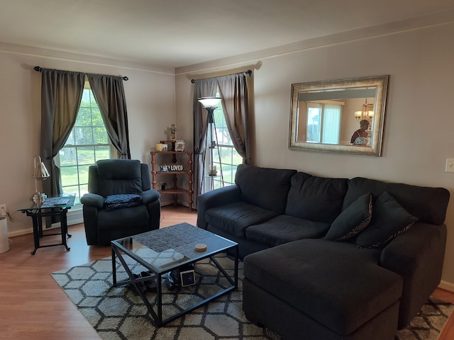 24654 Spring Ln, Harrison Township, MI 48045 - living room with wood finished floors and baseboards