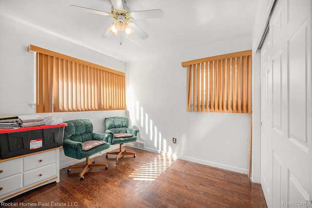 35221 Weideman St, Clinton Township, MI 48035 - sitting room featuring a ceiling fan and wood finished floors