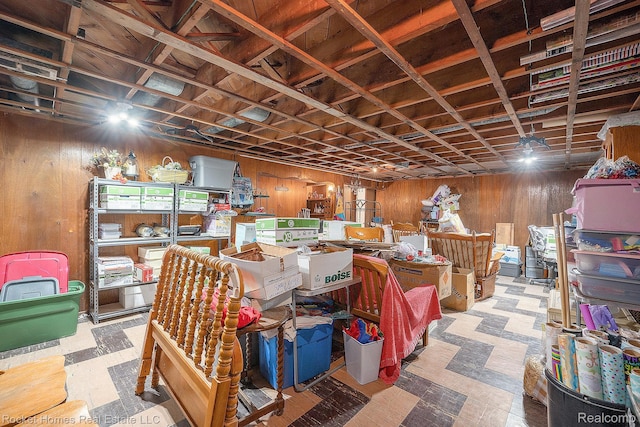 35221 Weideman St, Clinton Township, MI 48035 - finished below grade area featuring wood walls and tile patterned floors