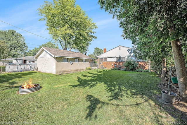 35221 Weideman St, Clinton Township, MI 48035 - fenced backyard featuring a fire pit