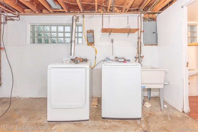 31121 Avondale St, Westland, MI 48186 - laundry room featuring electric panel and independent washer and dryer