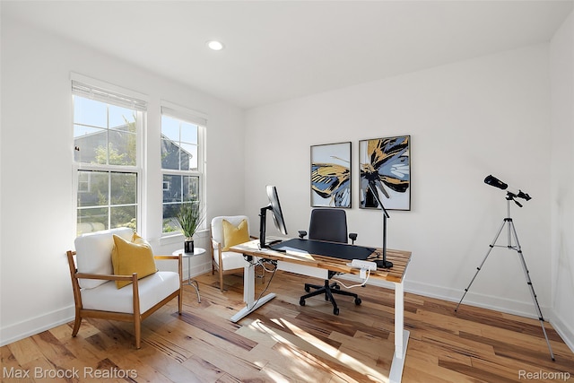 4260 Kent Rd, Royal Oak, MI 48073 - home office with light wood finished floors and recessed lighting