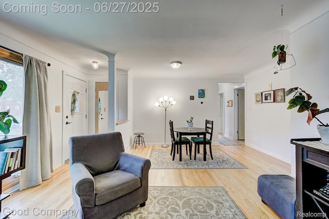 24745 Ross Dr, Redford, MI 48239 - living room featuring light wood-style floors and baseboards