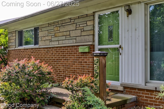 24745 Ross Dr, Redford, MI 48239 - entrance to property featuring brick siding