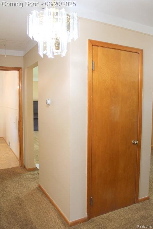 9396 Allen Rd, Allen Park, MI 48101 - corridor with carpet flooring and ornamental molding
