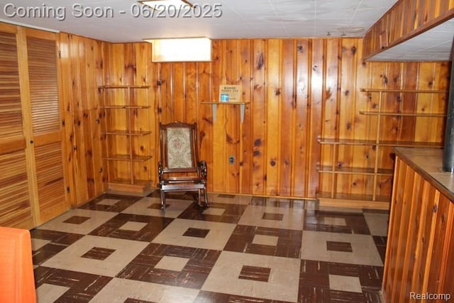 9396 Allen Rd, Allen Park, MI 48101 - finished basement featuring wood walls and tile patterned floors