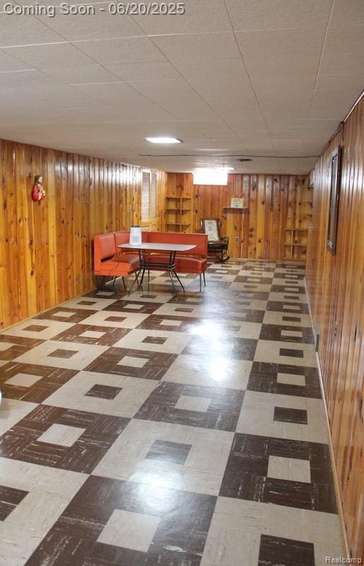 9396 Allen Rd, Allen Park, MI 48101 - finished below grade area featuring tile patterned floors and wood walls