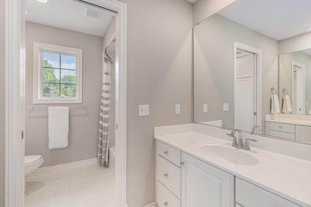 10310 E Rivershore Dr SE, Alto, MI 49302 - full bath with vanity, shower / tub combo with curtain, and tile patterned flooring