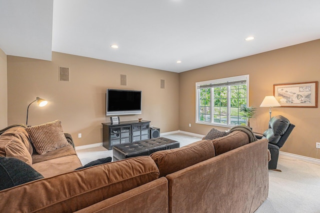 10310 E Rivershore Dr SE, Alto, MI 49302 - living area featuring light colored carpet and recessed lighting