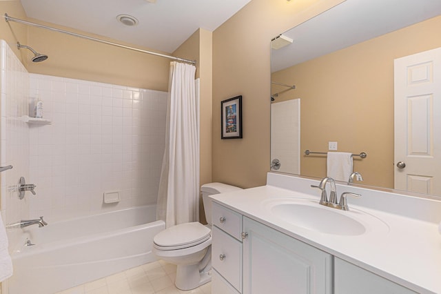 10310 E Rivershore Dr SE, Alto, MI 49302 - full bathroom featuring shower / bathtub combination with curtain, vanity, and tile patterned flooring