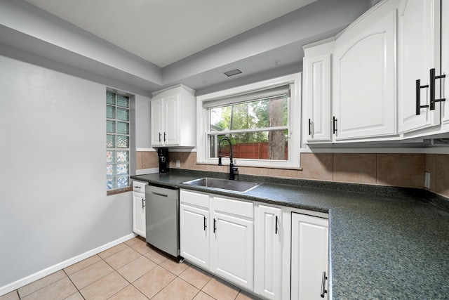 5615 Carlburt St, West Bloomfield, MI 48322 - kitchen featuring dishwasher, plenty of natural light, dark countertops, and white cabinets