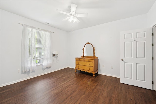 3328 Primrose Ln, Ypsilanti, MI 48197 - unfurnished bedroom with dark wood-style flooring and a ceiling fan