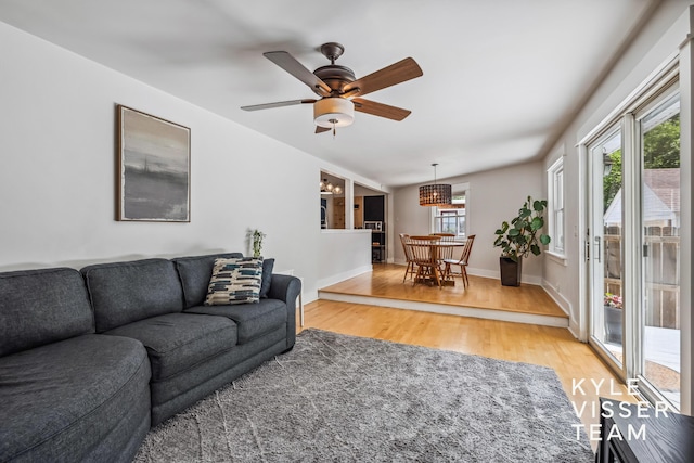 1624 Boston St SE, Grand Rapids, MI 49506 - living area featuring light wood-style flooring and ceiling fan