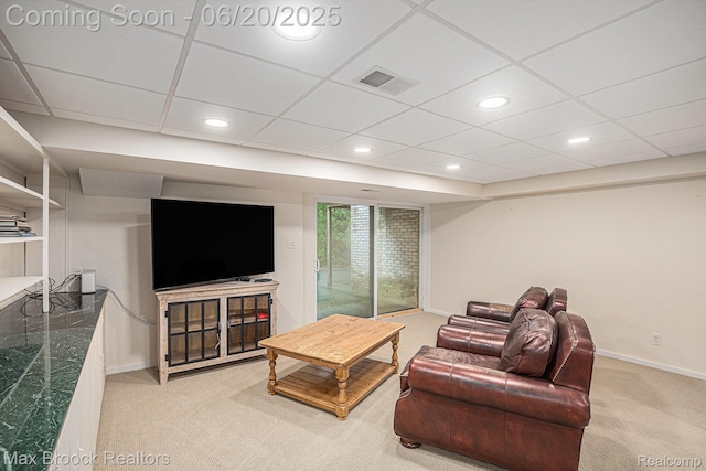 1337 Knollcrest Cir, Bloomfield Hills, MI 48304 - living room featuring light colored carpet and recessed lighting