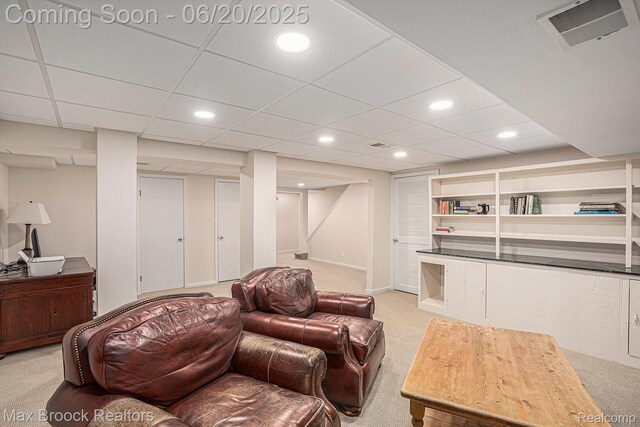 1337 Knollcrest Cir, Bloomfield Hills, MI 48304 - living area featuring light carpet and recessed lighting