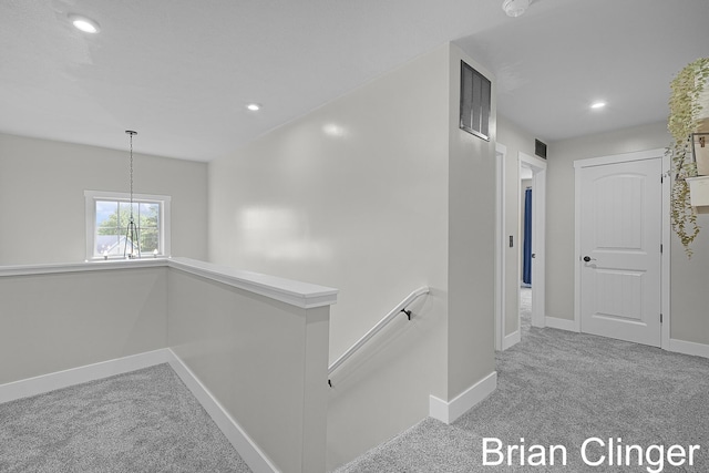 3293 Creek Ridge Dr, Hudsonville, MI 49426 - corridor featuring an upstairs landing, carpet flooring, and recessed lighting
